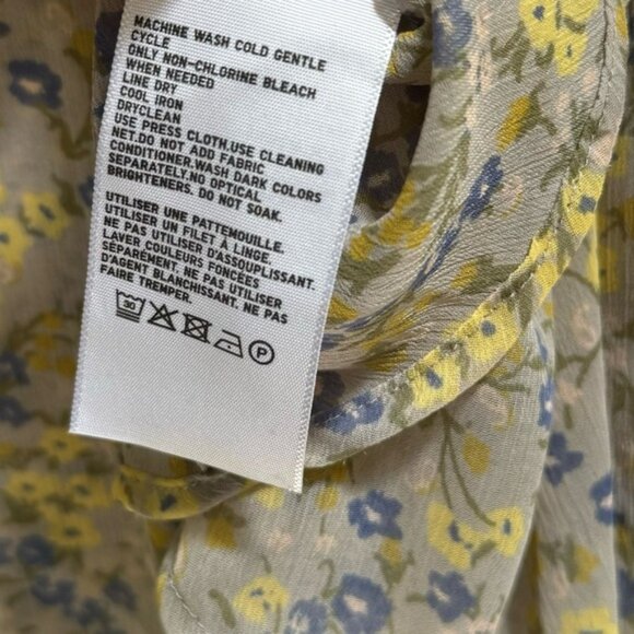 Uniqlo NEW Floral Lightweight Semi Sheer Bell Sleeve Flowy Blouse Top Peplum L - Picture 13 of 16